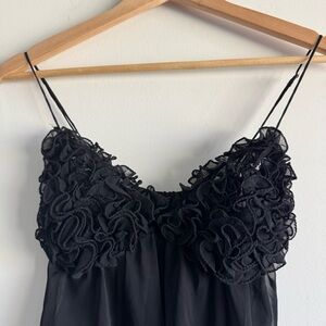 Premiere Amour black sheer ruffle chemise size small